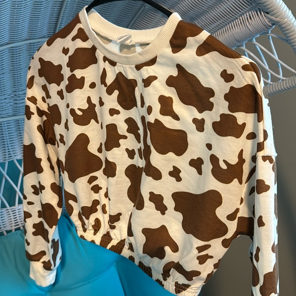 Cow print crop top girls size 9